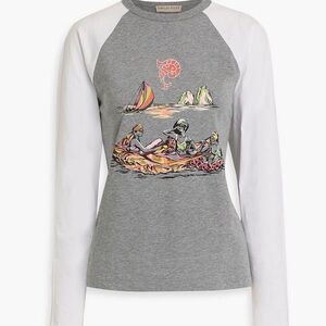 Emilio Pucci Grey & White Raglan Long Sleeve Tee size SMALL